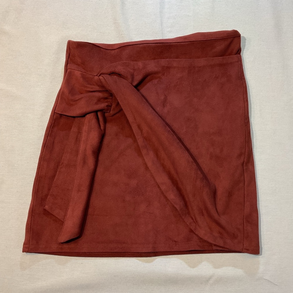 Altar'd State‎ Rust Suede Skirt Mini Twist Knot Size Small Autumn Fall Holiday